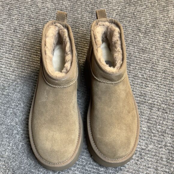 UGG Classic Women Size 7 Ultra Mini New Heights Platform Boot Hickory NEW - Picture 5 of 10